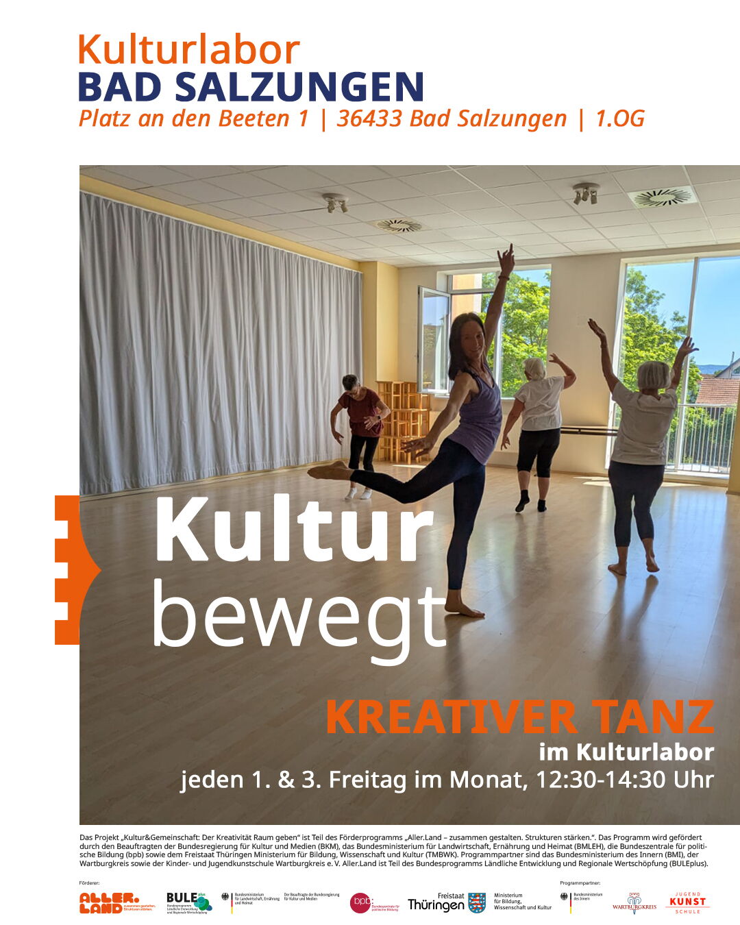 Veranstaltungsplaket für Kreativen Tanz