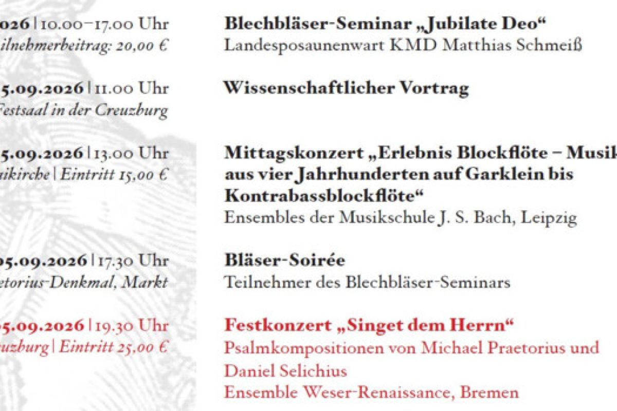 Bild zur Veranstaltung: XXIX. Michael-Praetorius-Tage 2026